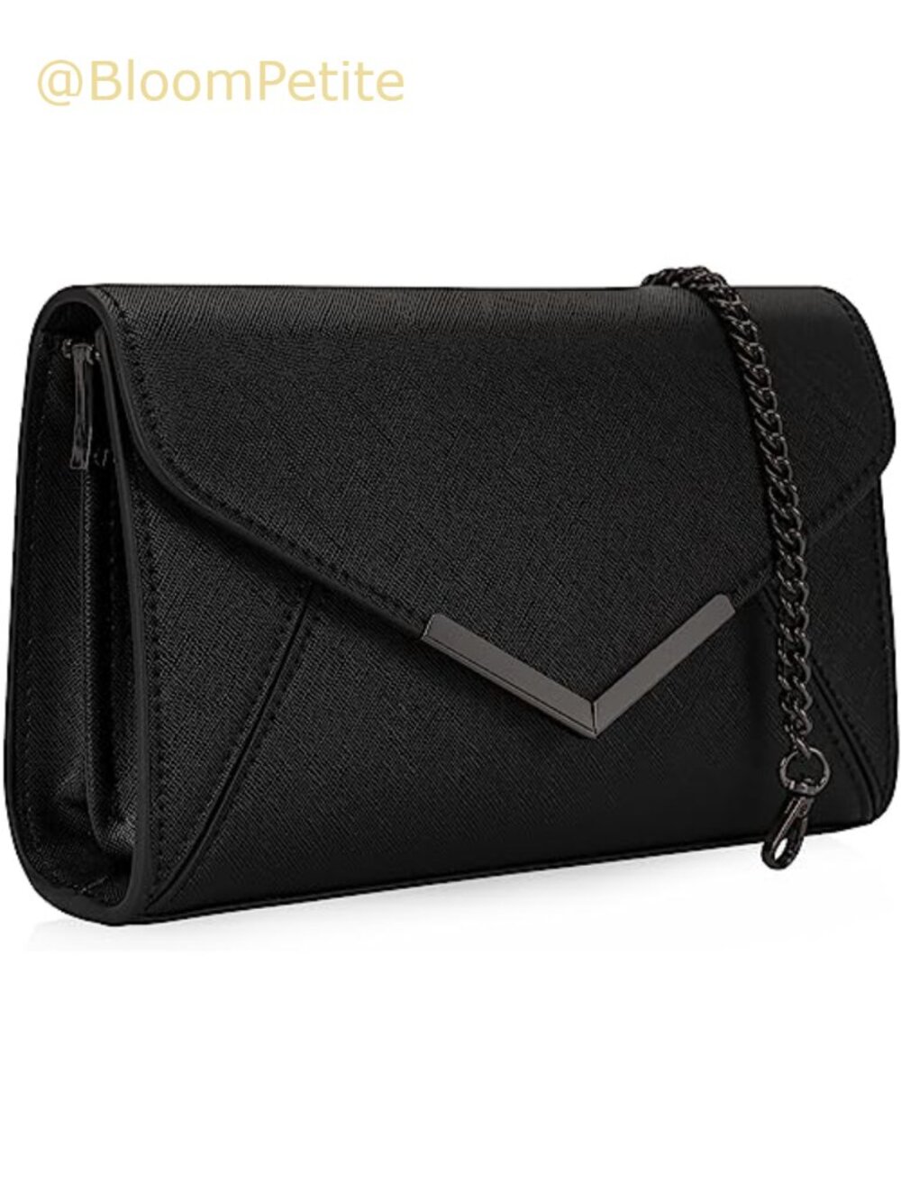 Faux Saffiano Leather Envelope Clutch Evening Handbag Chain Crossbody